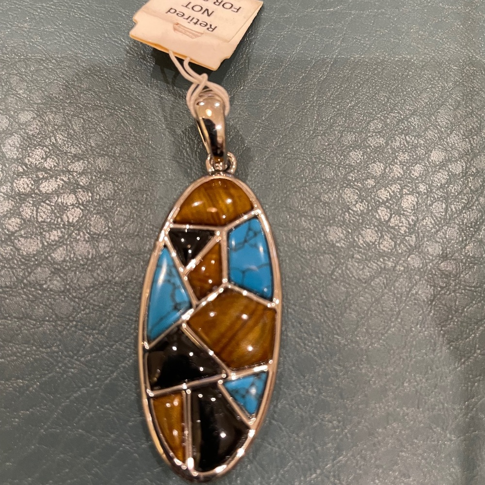 Lia Sophia Pendant Faux Turquoise, faux onyx and faux tiger eye NWT